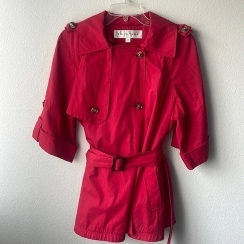 Trina Turk jacket red size Small stunning double breasted statement